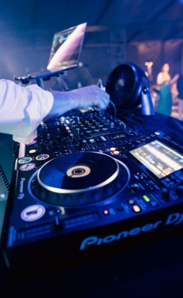 a person working on a dj turntable